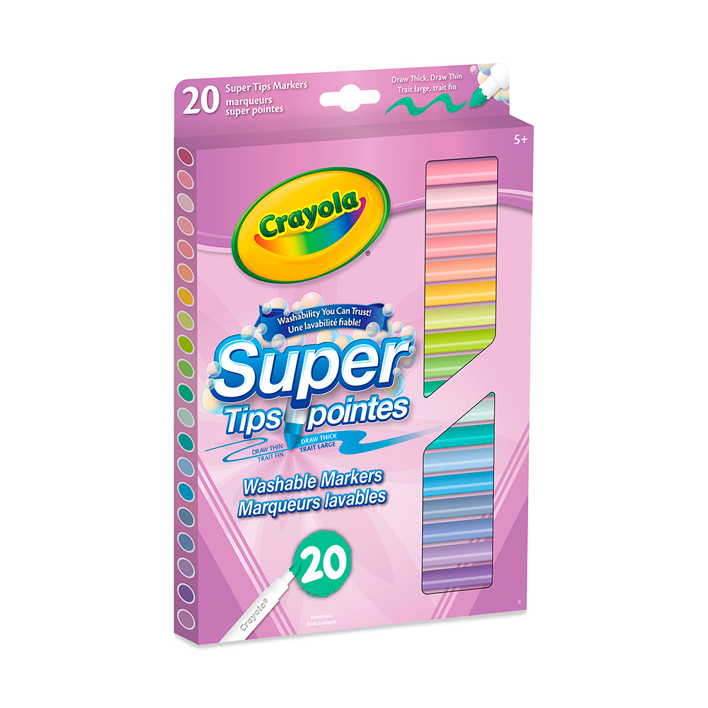 CRAYOLA 20 SUPER TIPS PASTEL WASHABLE MARKERS