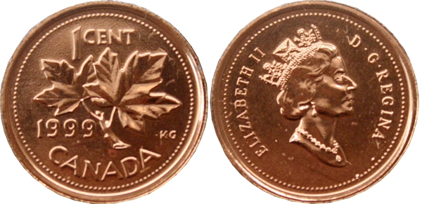 1 cent 1999 Canadian Proof Penny One Cent 
