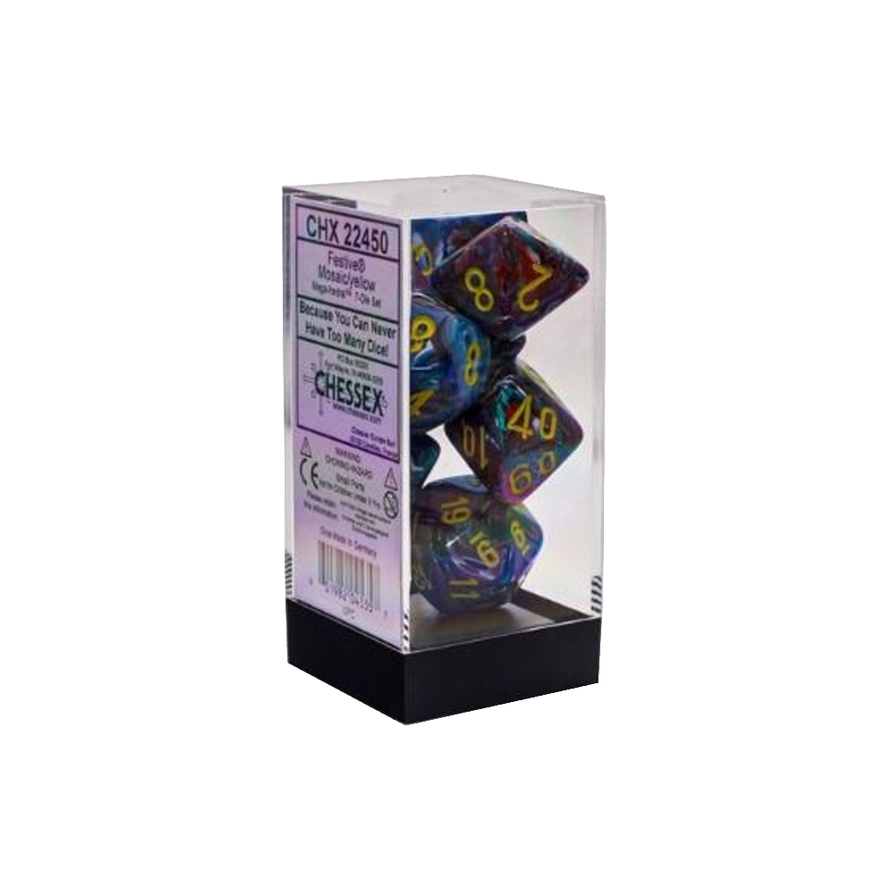 CHESSEX Chessex Chessex Chessex 7 Mega Dice Set, Festive Mosaic/Yellow Rpg Dic image 2