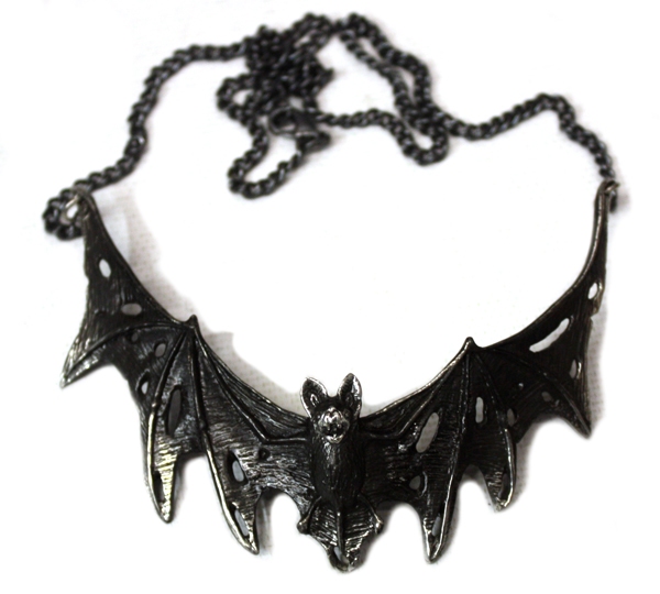 Collana Gotica Pipistrello Alchemy Gothic - Villa Diodati, Peltro Annerito