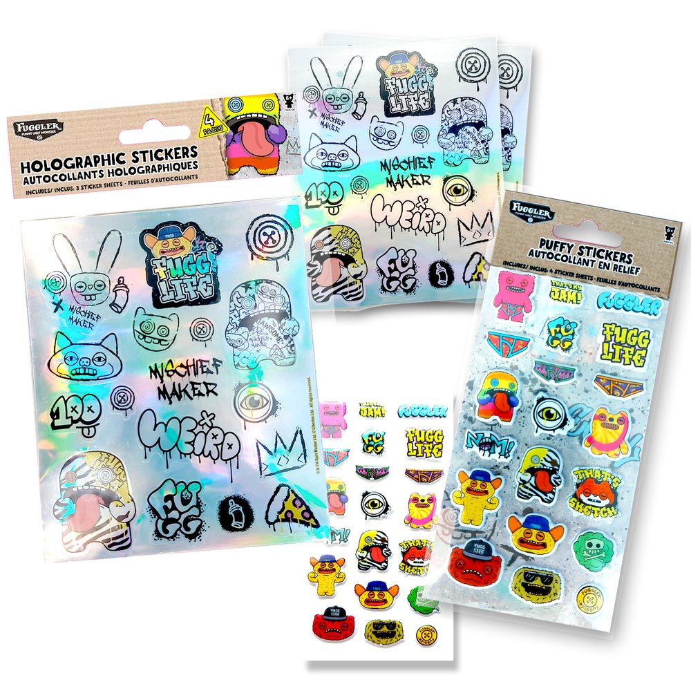 FUGGLERS - 3 HOLOGRAM STICKER SHEETS