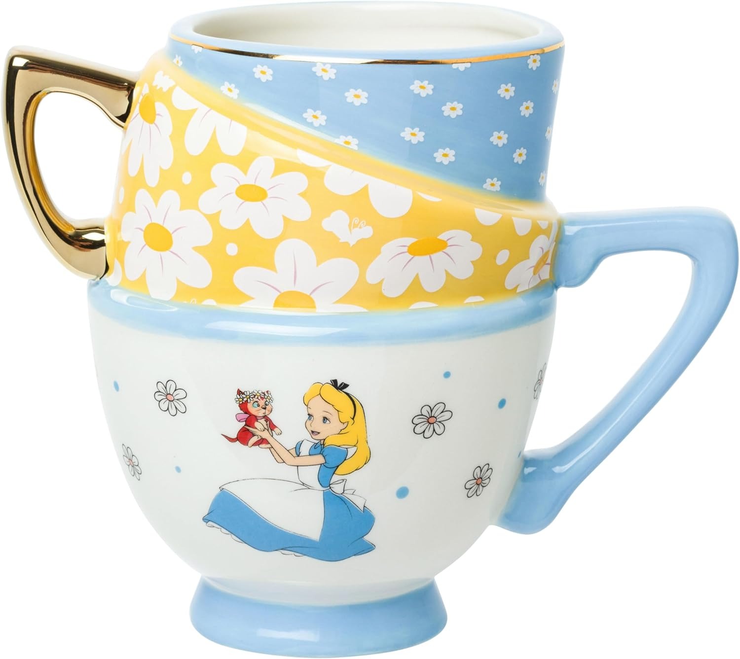ALICE IN WONDERLAND - SCULPTED CERAMIC MUG "STACKED TEACUPS - WILDFLOWER"  (20 OZ) - DISNEY