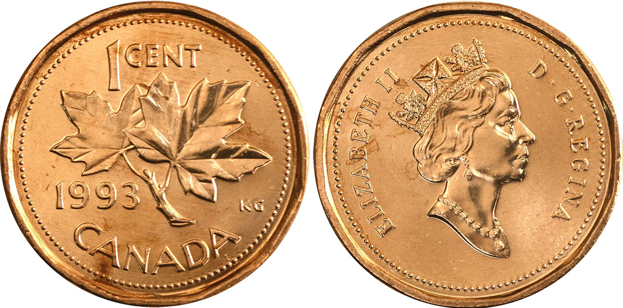 1 CENT 1 CENT 1993 BU PI CES DU CANADA 1993
