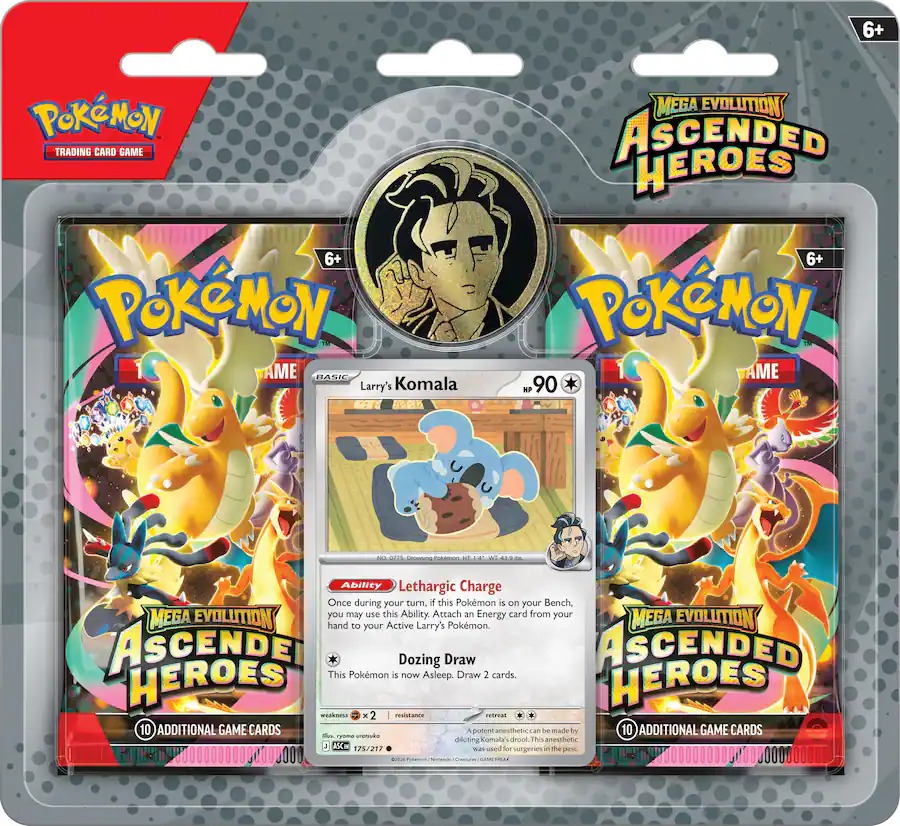 POKEMON - ASCENDED HEROES - 2-PACKS BLISTER - LARRY'S KOMALA (ENGLISH)  ME2.5 - MEGA EVOLUTION