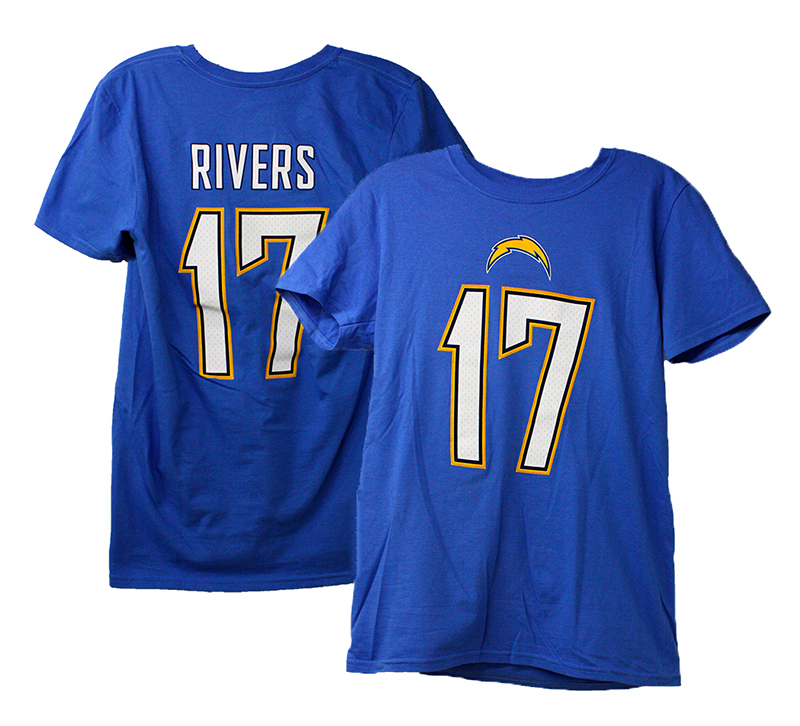 LOS ANGELES CHARGERS - PHILIP RIVERS #17 T-SHIRT - BLUE (SMALL)