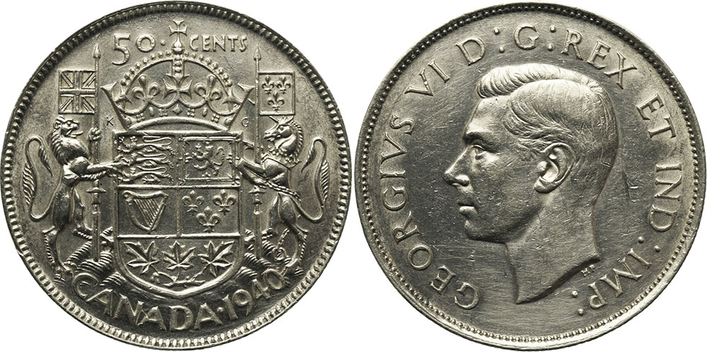 50-CENT - 1940 50-CENT (EF) - 1940 CANADIAN COINS