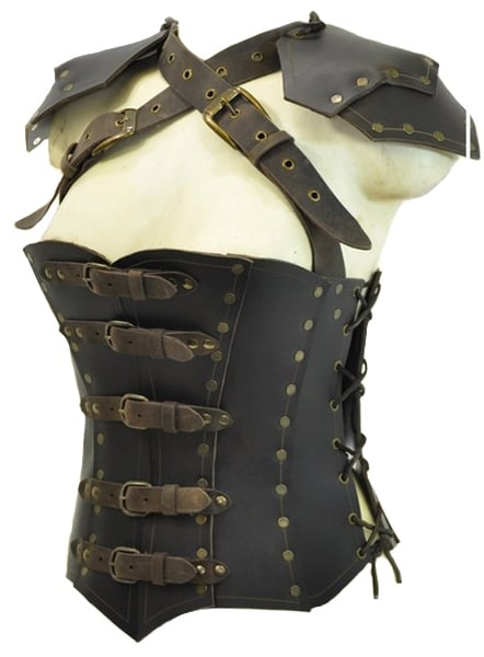 BREASTPLATES - LEATHER ARMOR CORSET - BROWN (LARGE)