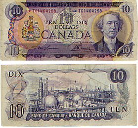 1971 - 1971 10-DOLLAR NOTE, LAWSON/BOUEY PREFIXES TC(F)