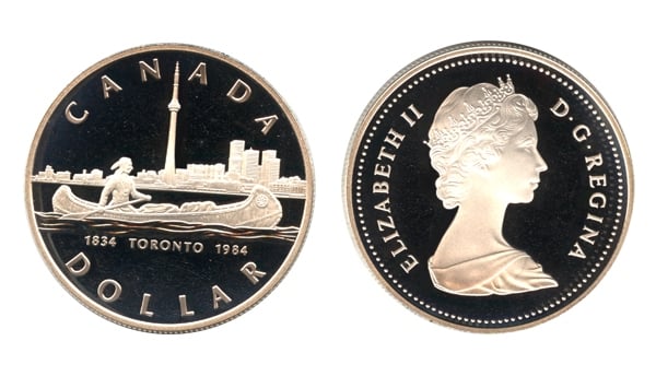 Toronto 150th Anniversary 1984 Canada Proof Silver Dollar 