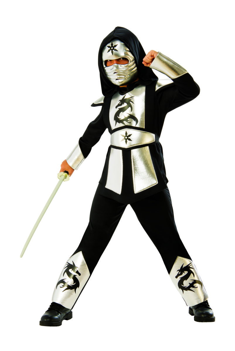 Déguisement Ninja Ensemble de Costumes de Ninja Argent avec Ninja Accessoires en Mousse Jouets pour Enfants Tenue de Kung Fu Idées dhalloween 