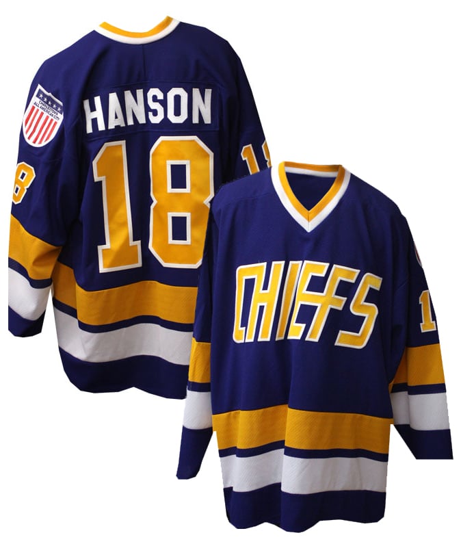 SLAP SHOT - BLUE #18 JEFF HANSON REPLICA JERSEY 'CHIEFS'