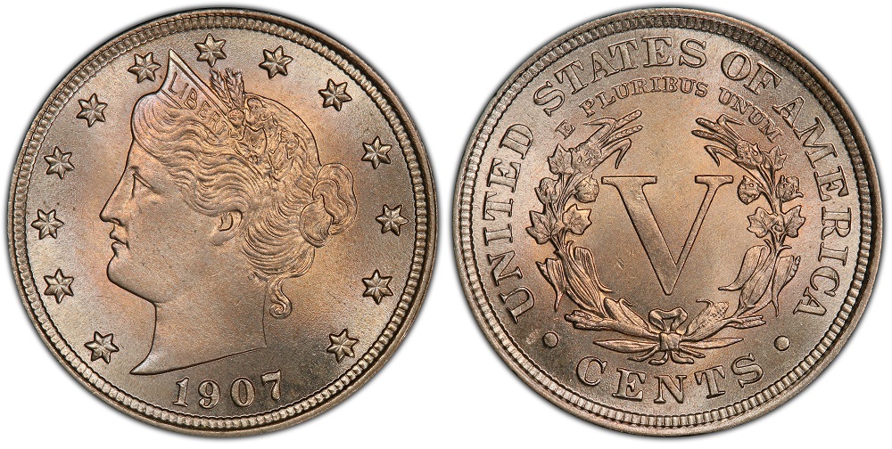 5 CENTS - 1907 5-CENTS (VG) - 1907 UNITED STATES COINS