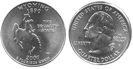 United States 1/4 Dollar Wyoming 2007 P Horse Quarter 25 cents UNC 