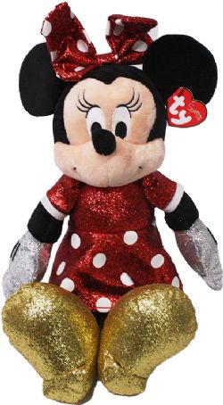 MICKEY ET SES AMIS - PELUCHE MINNIE ROBE ROUGE BRILLANTE (36 CM) -  BEANIE BUDDIES