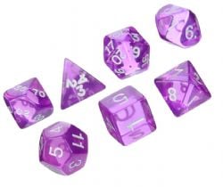 KOPLOW GAMES -  7 DÉS POLYEDRIQUES - TRANSPARENT - ORCHIDÉE