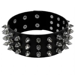 1980 - COLLIER PUNK EN FAUX CUIR (ADULTE)