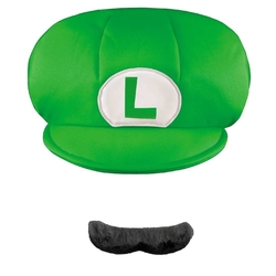 SUPER MARIO - CHAPEAU ET MOUSTACHE DE LUIGI (ADULTE)