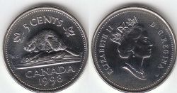 5 CENTS -  5 CENTS 1998 W (PL) -  PIÈCES DU CANADA 1998