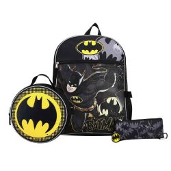Set Batman 5 Pièces – Sac à Dos, Gourde, Snack, Fourre-tout Et Mousqueton Lego Batman