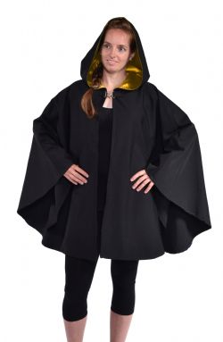 CLOAKS -  WATERPROOF CAPE PONCHO POLYESTER - SATIN YELLOW (ADULT - ONE SIZE)