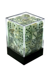 36D6 ENSEMBLE DÉS - 36D6 12MM VERT AVEC POINTS VERTS FONCES -  MARBLE CHX