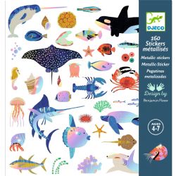 STICKERS - 160 AUTOCOLLANTS DE L\'OCÉAN -  METALLIC STICKERS
