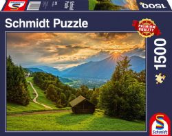 SCHMIDT PUZZLE - COUCHER DE SOLEIL SUR LE VILLAGE DE WAMBERG (1500 PIÈCES)