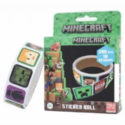 MINECRAFT -  200 STICKERS ROLL / 10 DESIGNS