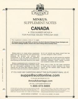 MINKUS CANADA - SUPPLÉMENT 2020 - OFFICIEL (SANS POCHETTES)