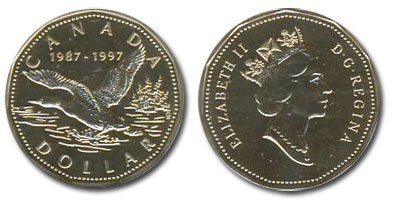 1-DOLLAR - 1997 1-DOLLAR - 10TH ANNIVERSARY OF THE LOONIE COIN ...