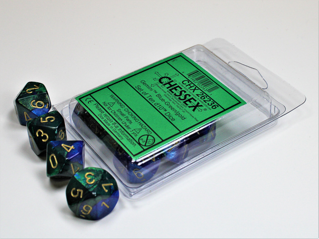 10d10 Set Blue Green With Gold Numbers Gemini