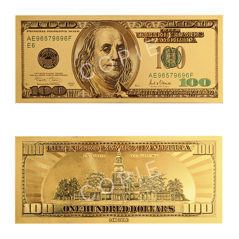 2001 COPY OF THE UNITED STATES 2001 100 DOLLAR BILL (PURE GOLD PLATED)