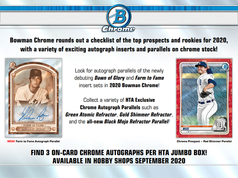 2020 BASEBALL BOWMAN CHROME HTA CHOICE BOX / BASEBALL / PACKS AND BOXES