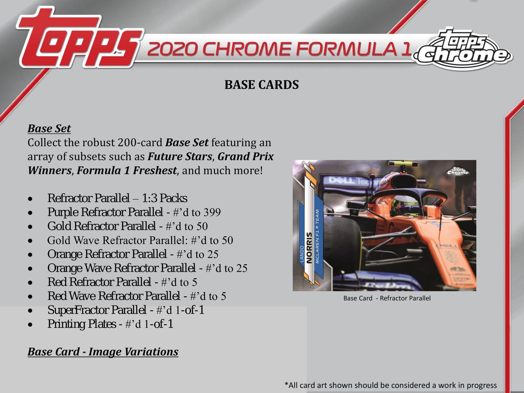 2020 RACING TOPPS CHROME FORMULA 1 HOBBY (P4/B18/C12) / RACING