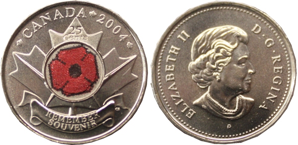 25 CENT 2004 25 CENT POPPY BRILLIANT UNCIRCULATED BU 2004 