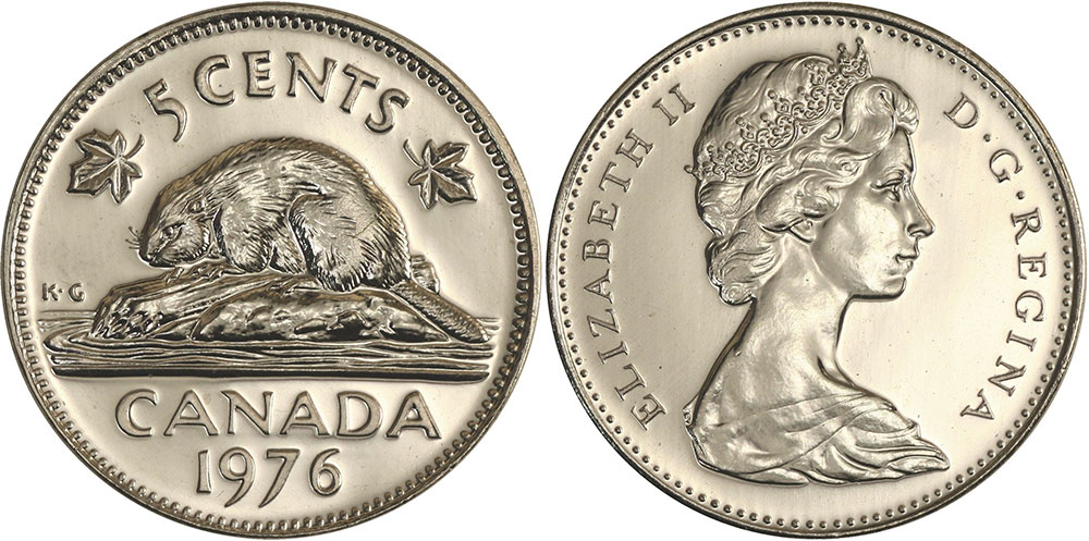 5-CENT -  1976 5-CENT - BRILLIANT UNCIRCULATED (BU) -  1976 CANADIAN COINS