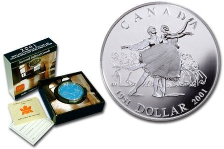 2001 Uncirculated Canada Silver Dollar National Ballet 