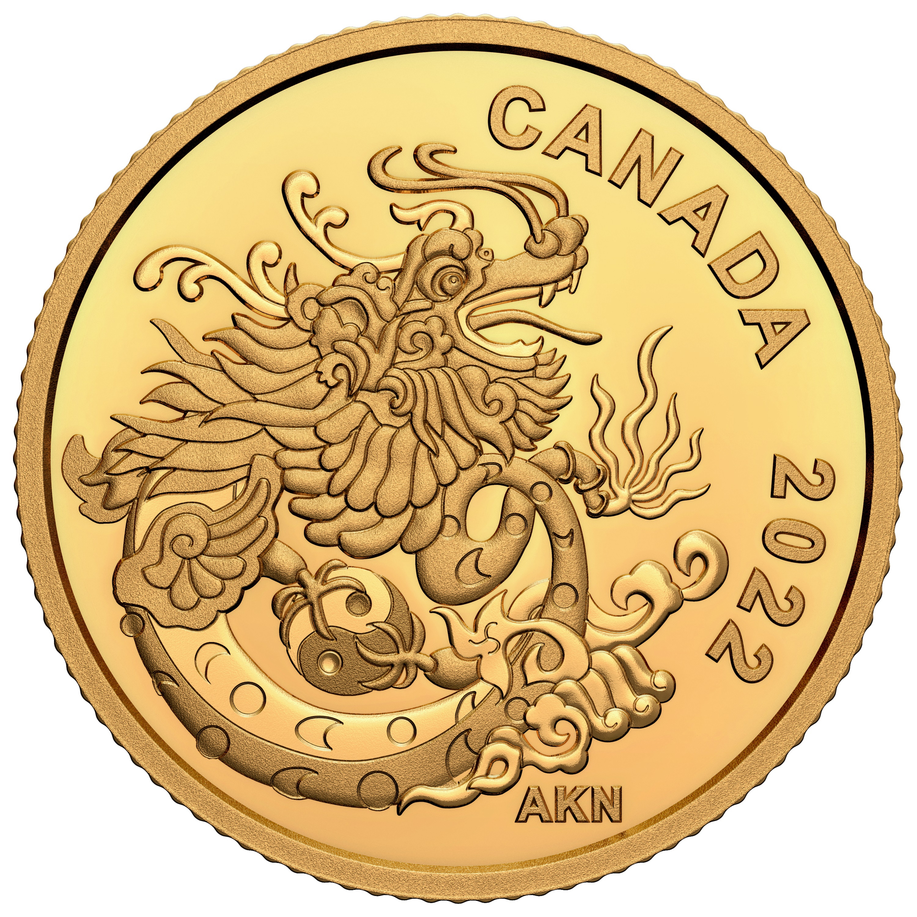 DRAGON OF THE CHINESE NEW YEAR IN GOLD EARTH DRAGON 2022 CANADIAN 