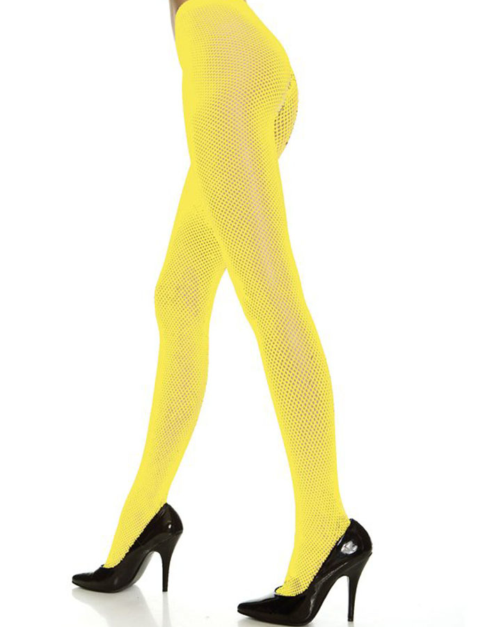neon yellow fishnet heels