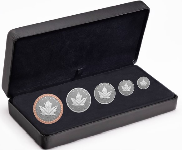 FRACTIONAL SETS 35TH ANNIVERSARY OF THE SILVER MAPLE LEAF 5 COIN SET 