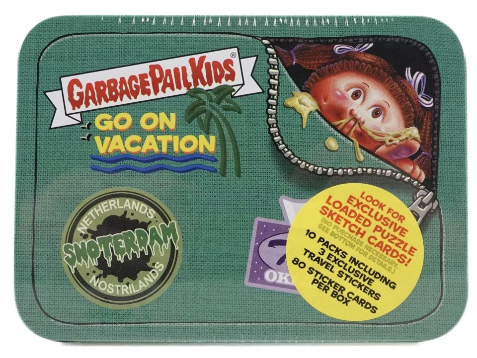 GARBAGE PAIL KIDS -  TOPPS SERIES 1 GOES ON VACATIONS  - GREEN TIN BOX