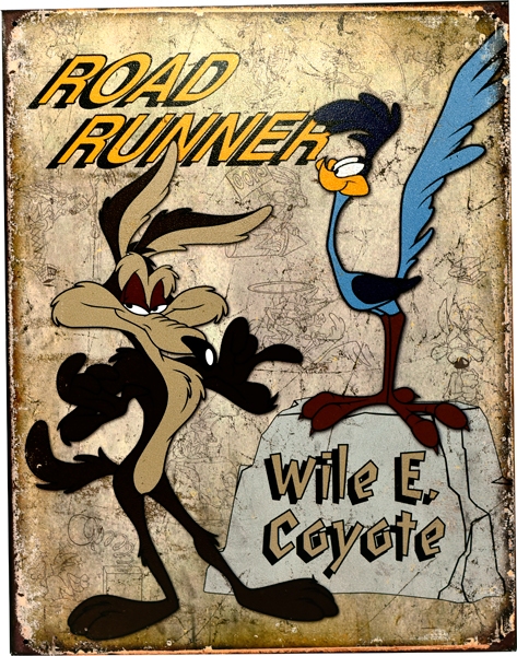 Looney Tunes Metal Poster Roadrunner Wile E Coyote Tin Signs