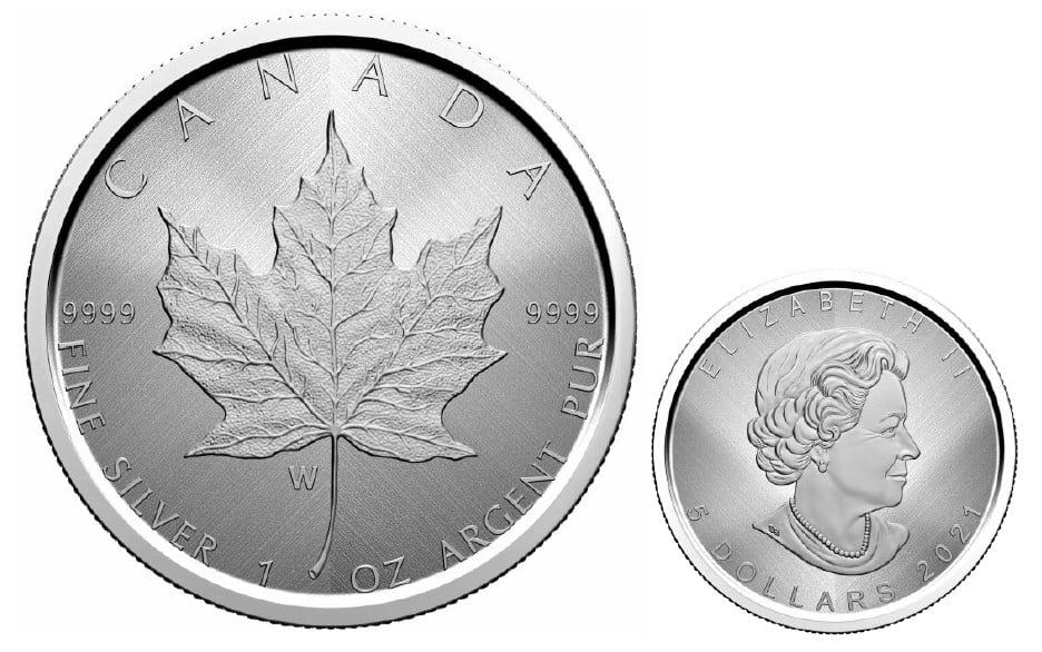 Maple Leaves Silver Maple Leaf W Mint Mark Winnipeg 21 Canadian Coins 02 06 Royal Canadian Mint 02 Fine Silver