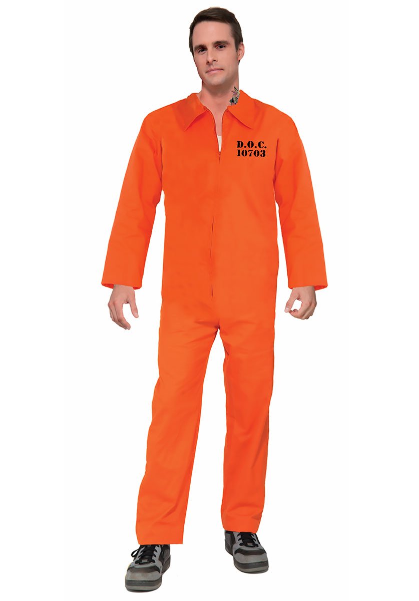 PRISON ORANGE PRISONER JUMPSUIT ADULT ONE SIZE FITS UP TO 14 16 MEN   PRISON ORANGE PRISONER JUMPSUIT ADULT ONE SIZE FITS UP TO 14 16  0721773757488 Z.JPG