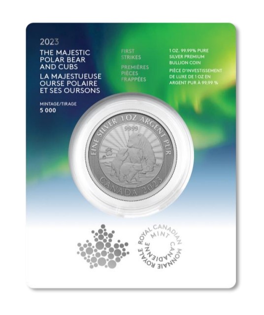 SILVER PREMIUM BULLION -  FIRST STRIKES: THE MAJESTIC POLAR BEAR AND CUBS - 1 OUNCE FINE SILVER COIN -  2023 CANADIAN COINS 02