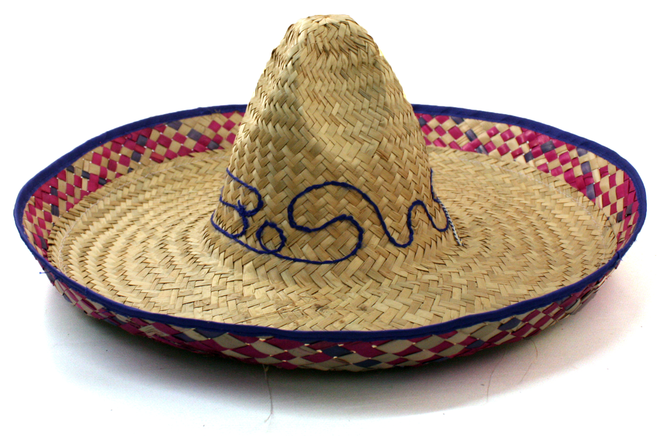 SOMBRERO - STRAW SOMBRERO - BLUE AND PINK / ACCESSORIES / HATS