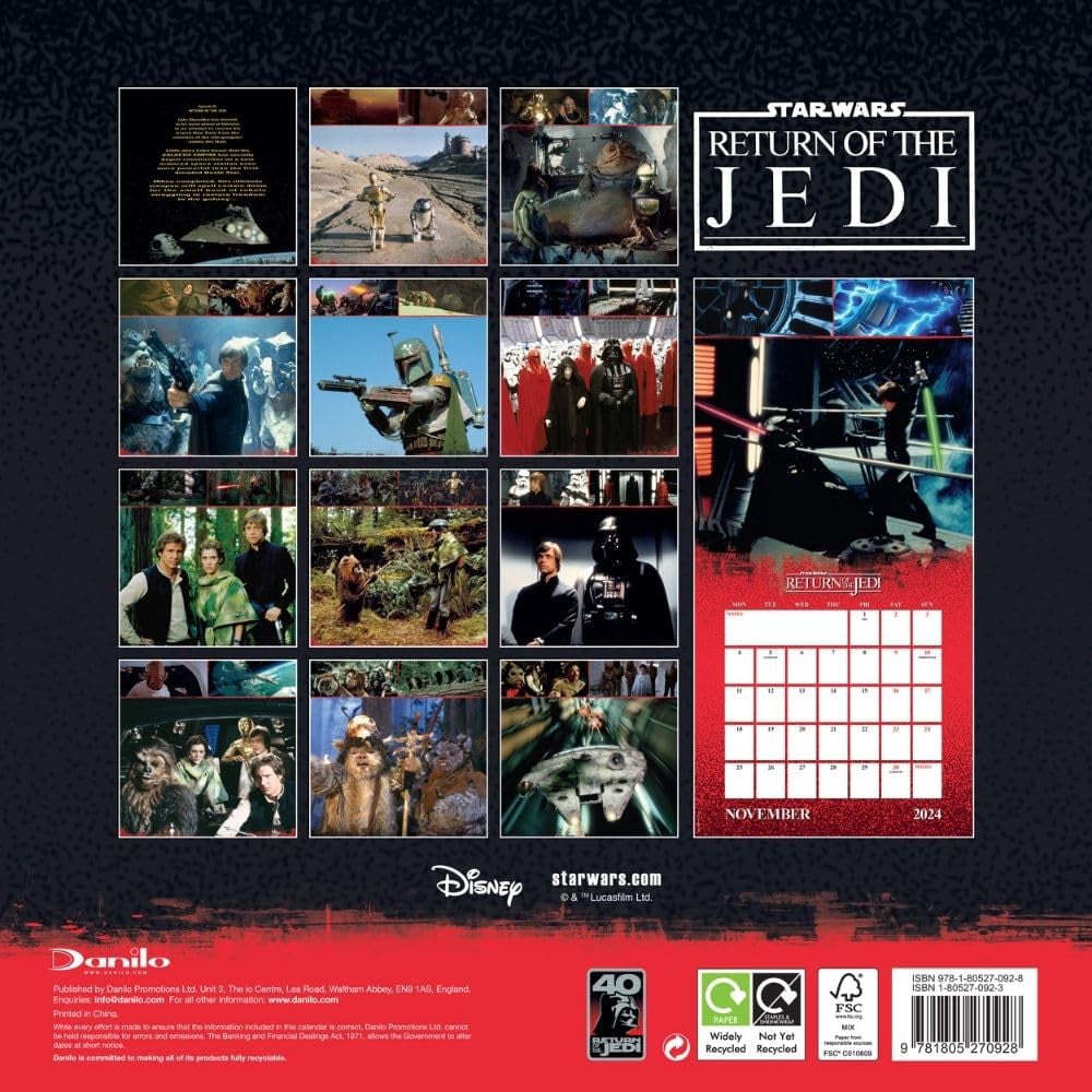 STAR WARS OFFICIAL 2024 CALENDAR RETURN OF THE JEDI