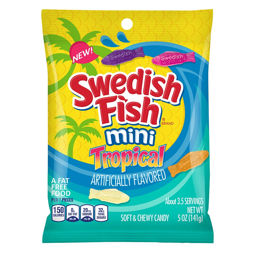SWEDISH FISH -  TROPICAL FLAVORED CANDY (5OZ)