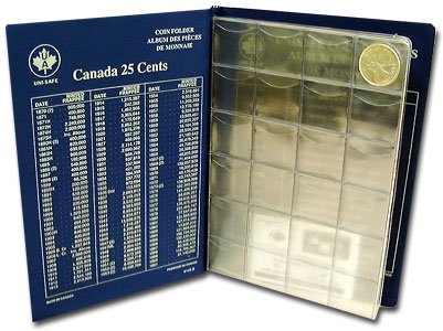 1937-1999 #1 UNI-SAFE CANADIAN  25  CENTS  FOLDER  ALBUM  BLUE 
