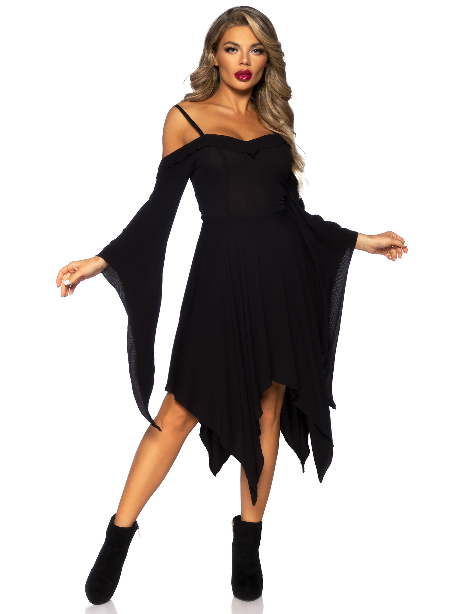 WITCH -  BELL SLEEVED PEASANT DRESS - BLACK (ADULTE)